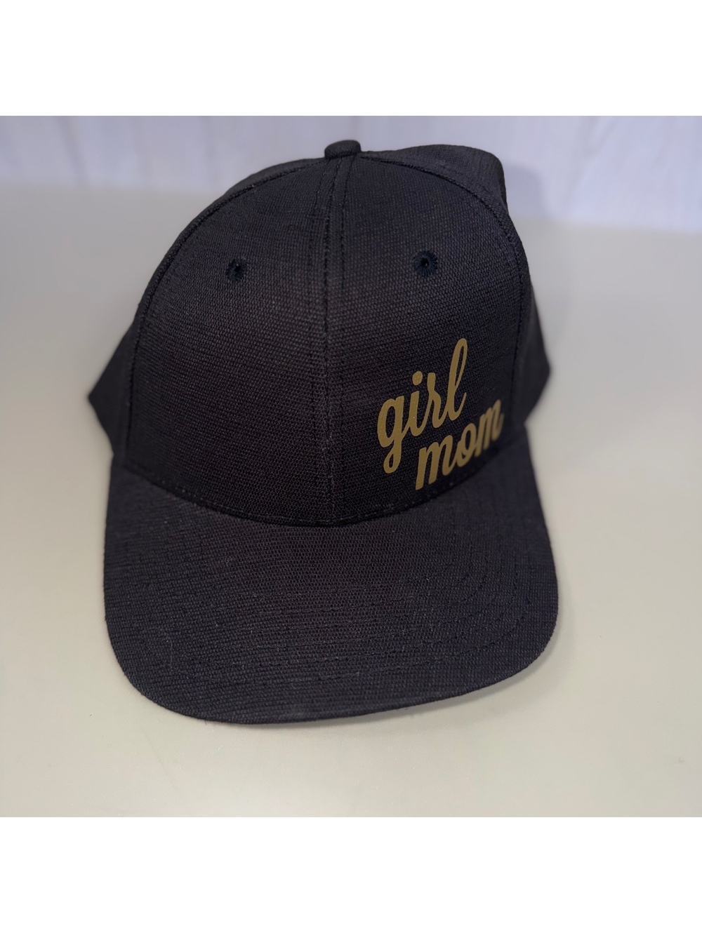 Hank Orange Girl Mom Black Snapback Baseball Hat Gold Script NWOT